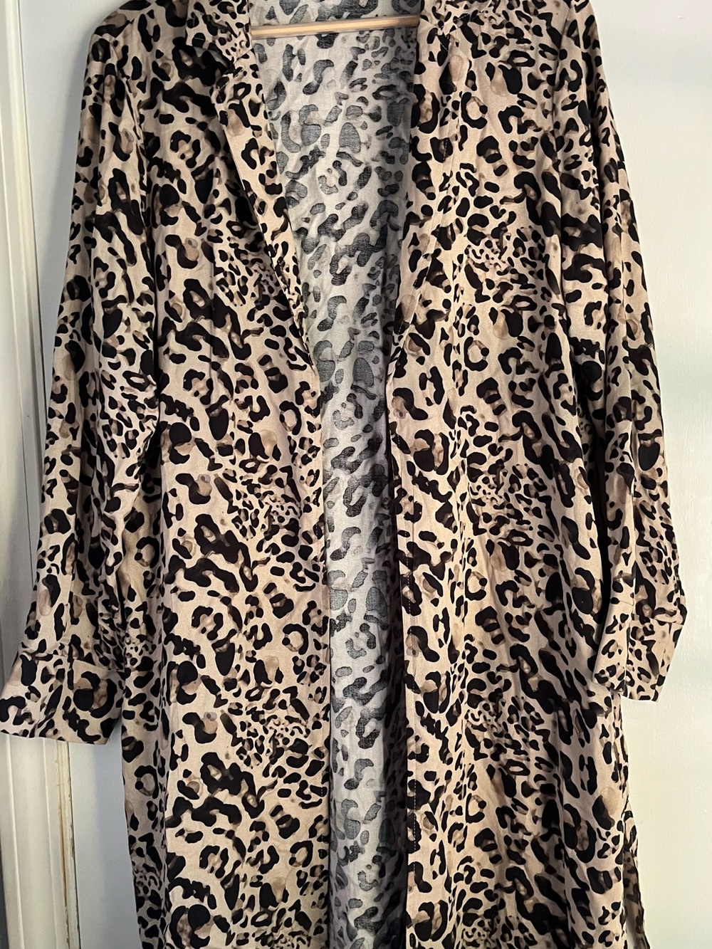 Philosophy Republic Clothing Leopard Print Long Duster Cardigan Size L EUC